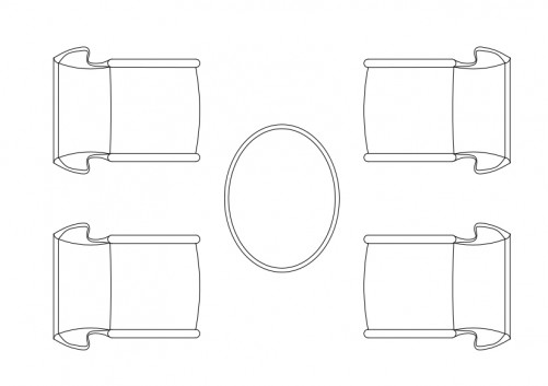 Armchairs And Table Set Up Top View Free Cads