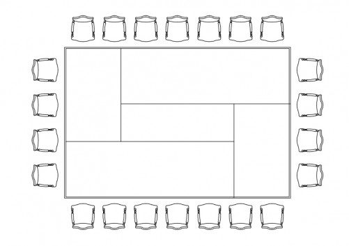 CHAIRS & MEETING TABLE SET-UP TOP VIEW | FREE CADS