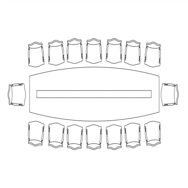 CHAIRS & MEETING TABLE SET-UP TOP VIEW | FREE CADS