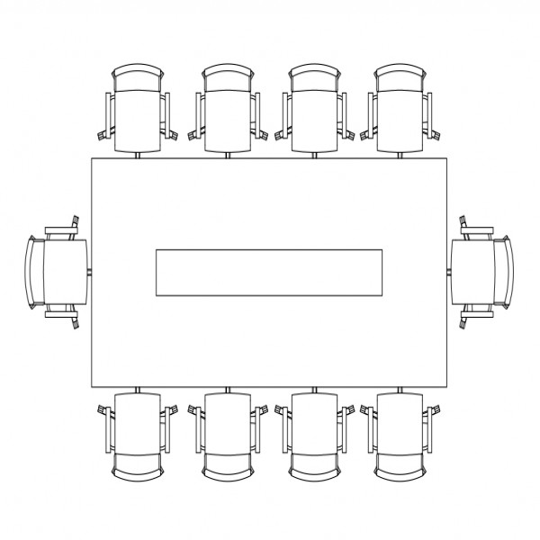 CHAIRS & MEETING TABLE SET-UP TOP VIEW | FREE CADS